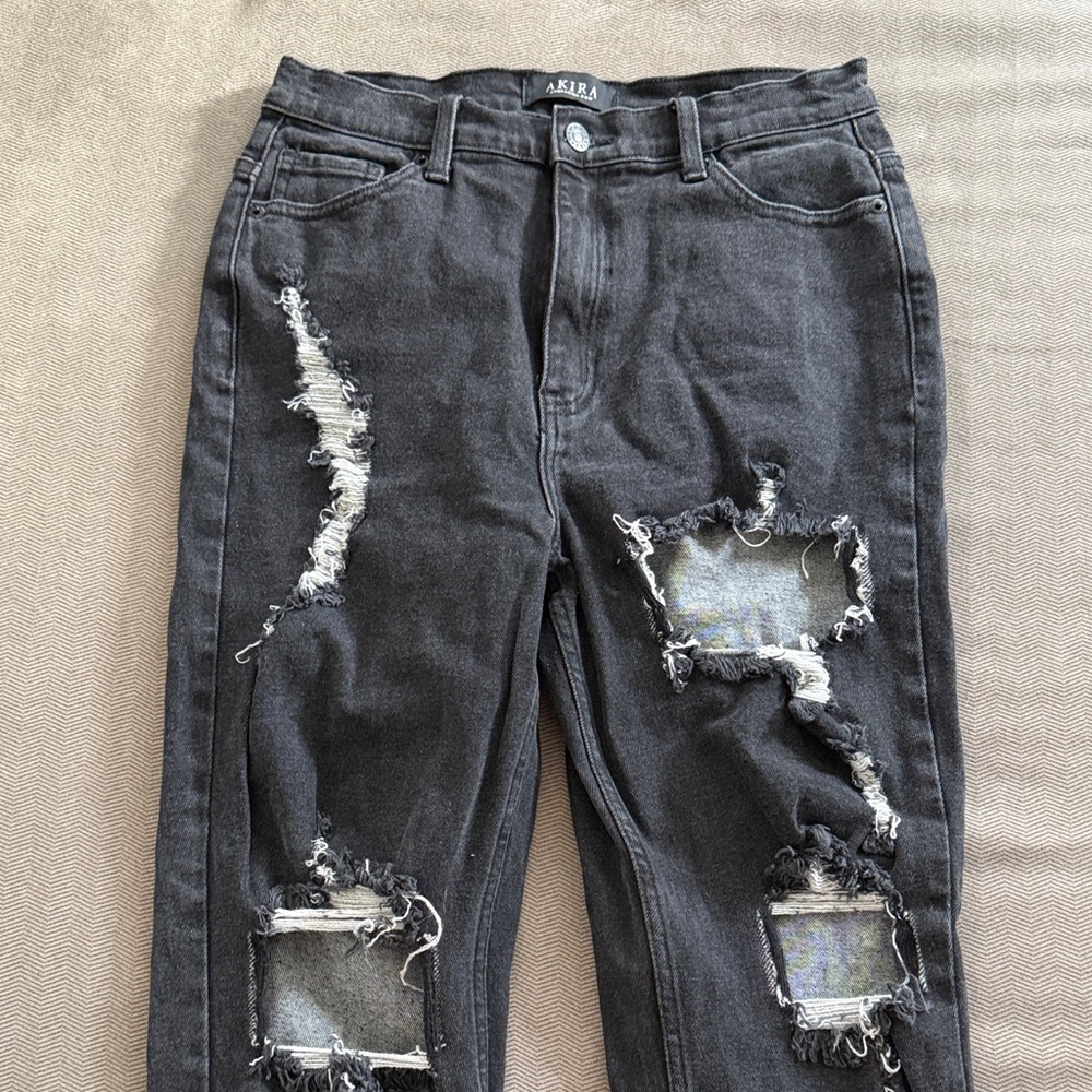 AKIRA Charcoal Distressed Boyfriend Jeans